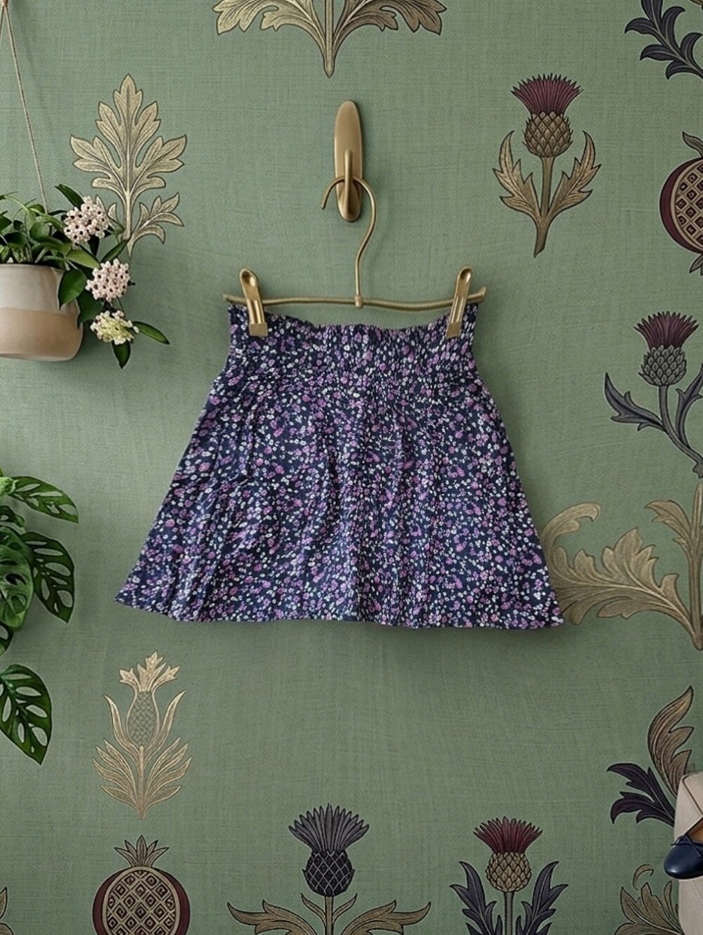 Vintage Navy Floral Skater Mini Skirt
